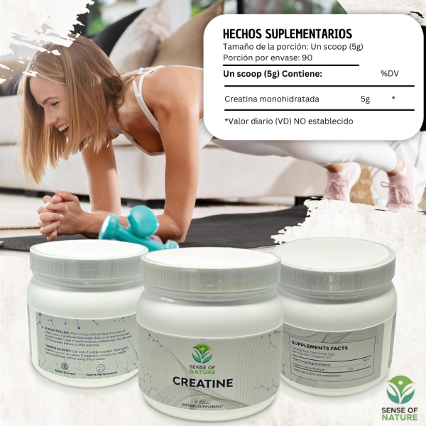 Creatina Monohidratada 450g Sense Of Nature - Imagen 2